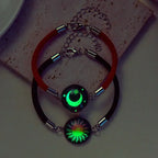 Bracelet with Crescent Moon and Bright Red and Black Sun