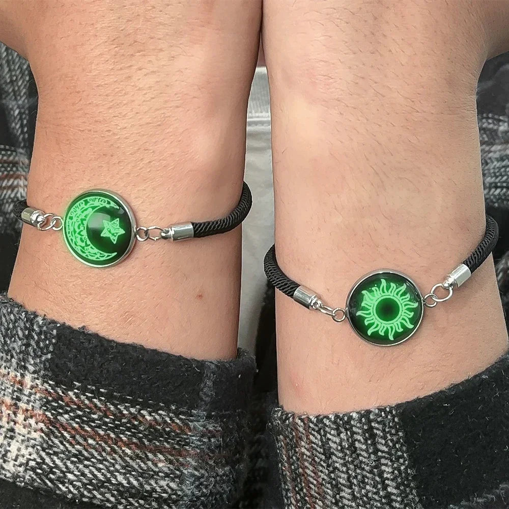 Bracelet with Crescent Moon and Bright Black Sun