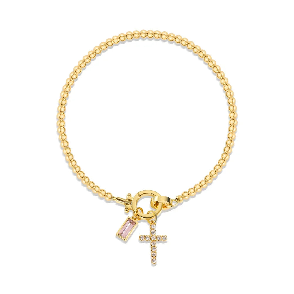 Bracelet with cross and birthstone