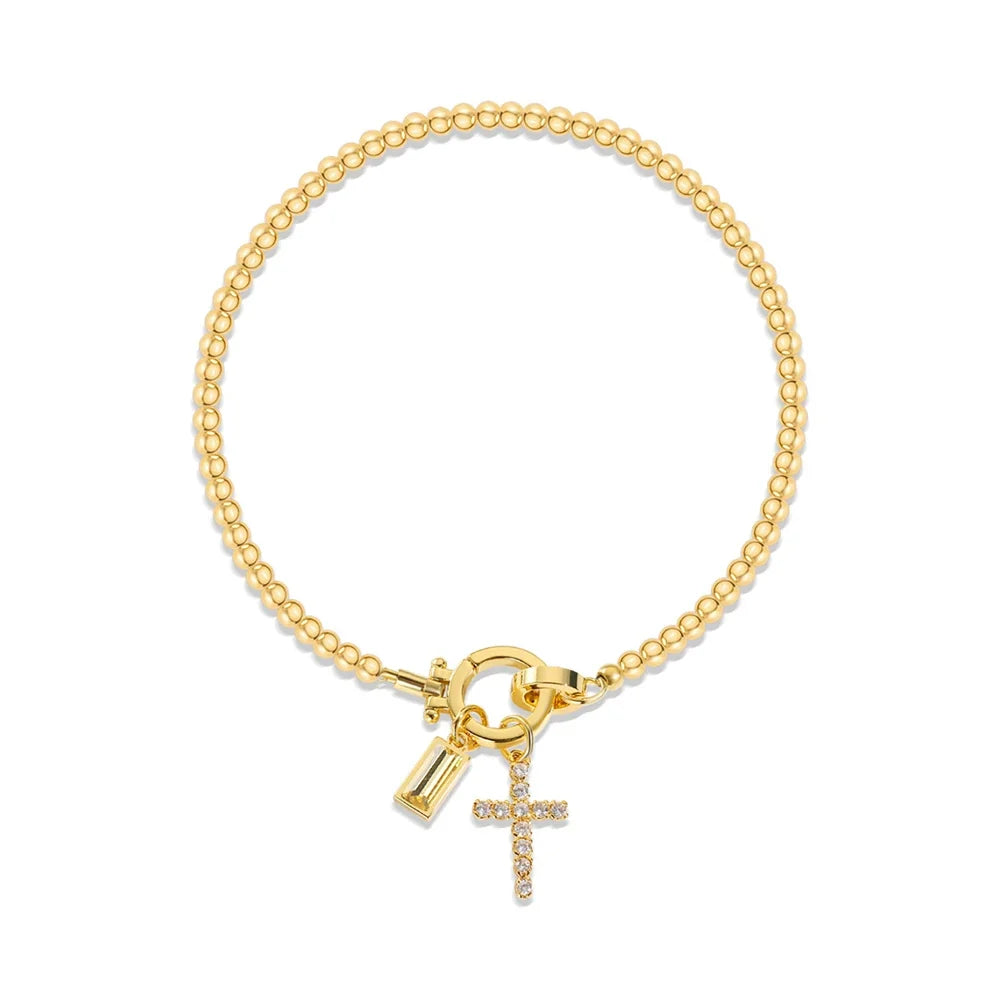 Bracelet with cross and birthstone