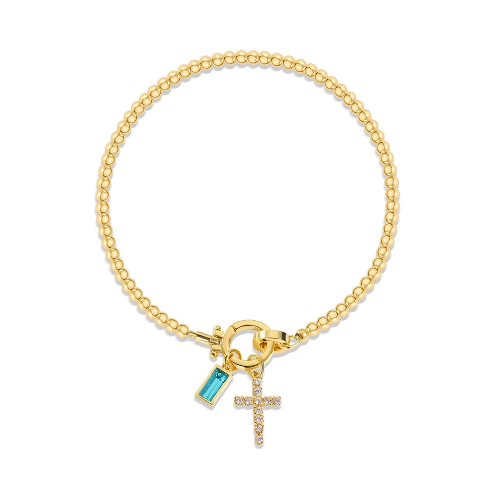 Bracelet with cross and birthstone