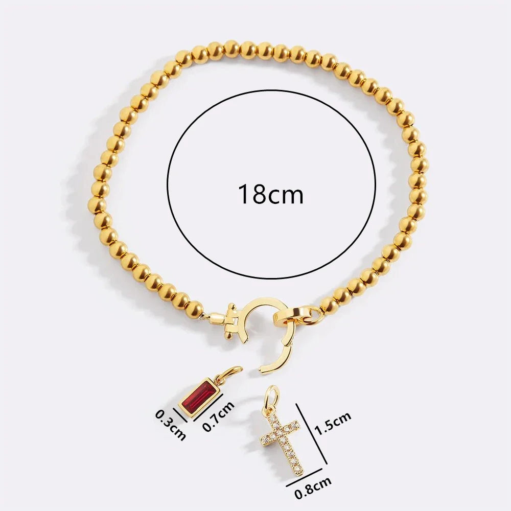Bracelet with cross and birthstone