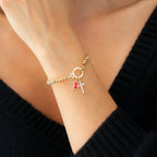 Bracelet with cross and birthstone
