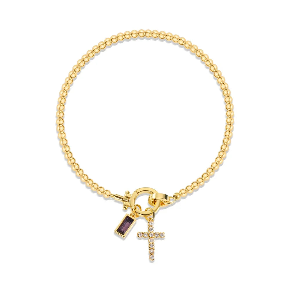 Bracelet with cross and birthstone