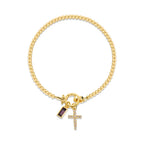 Bracelet with cross and birthstone