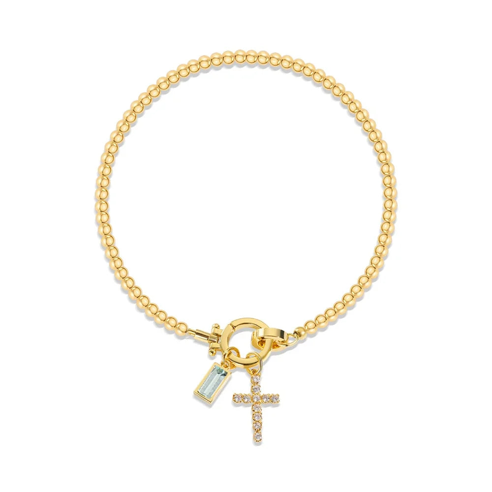 Bracelet with cross and birthstone