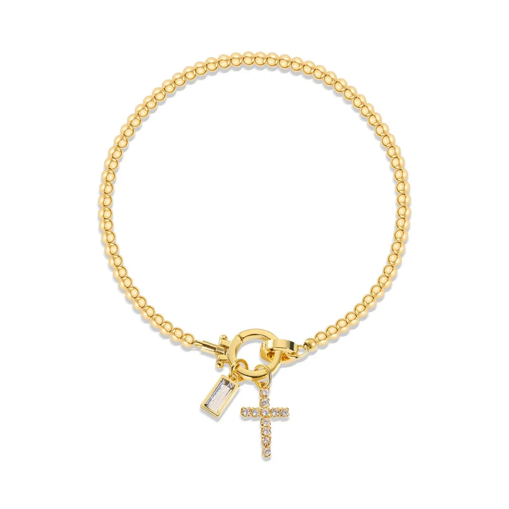 Bracelet with cross and birthstone