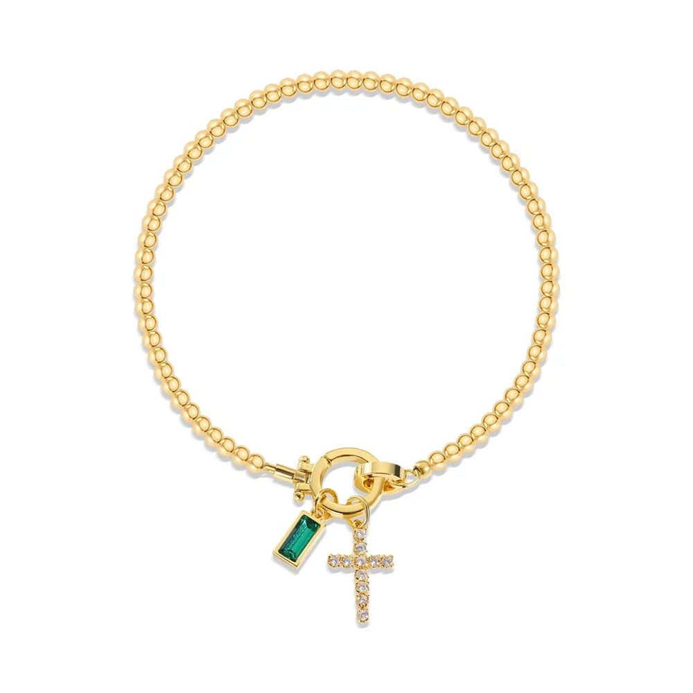 Bracelet with cross and birthstone