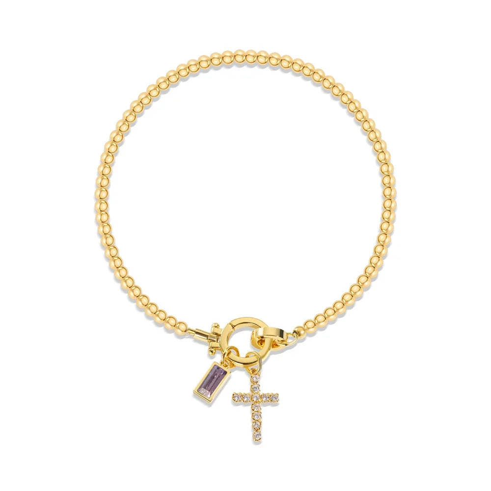 Bracelet with cross and birthstone