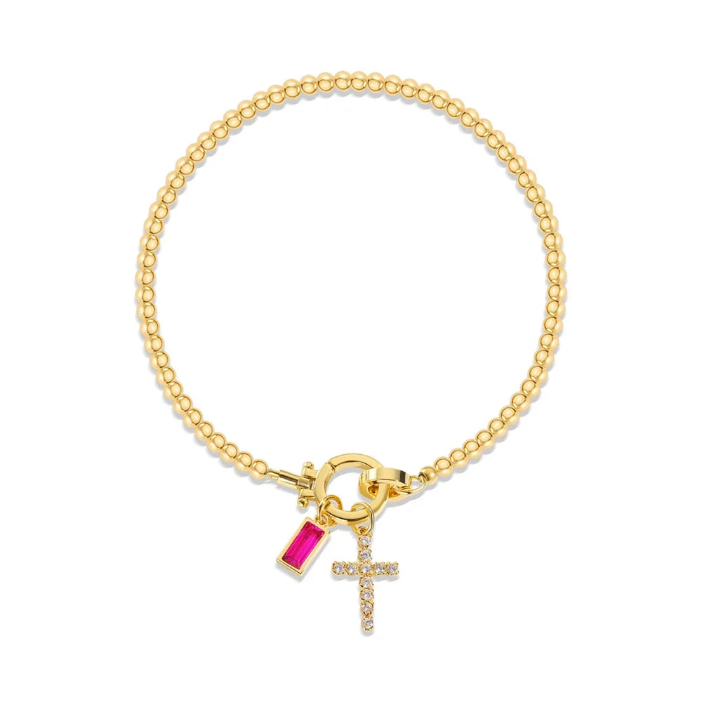 Bracelet with cross and birthstone