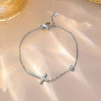 Bracelet with Cross for Women Gold & Silver