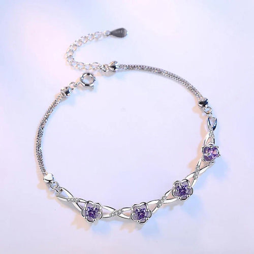 Bracelet with Fine Flowers in Purple Zircon