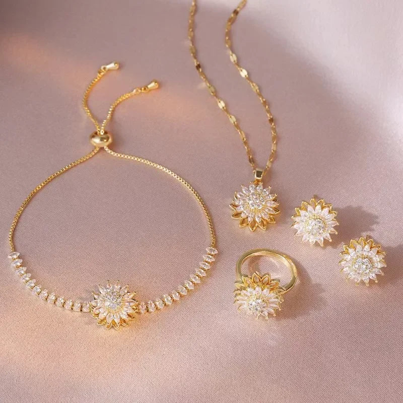 Bracelet with Rotating Flower Anti-Stress and Rhinestones 1
