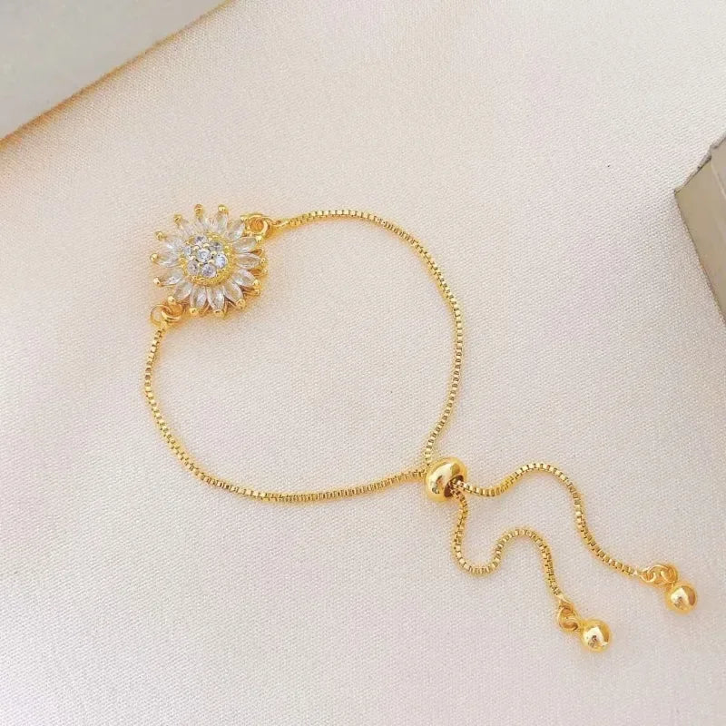 Bracelet with Rotating Flower Anti-Stress and Rhinestones 2