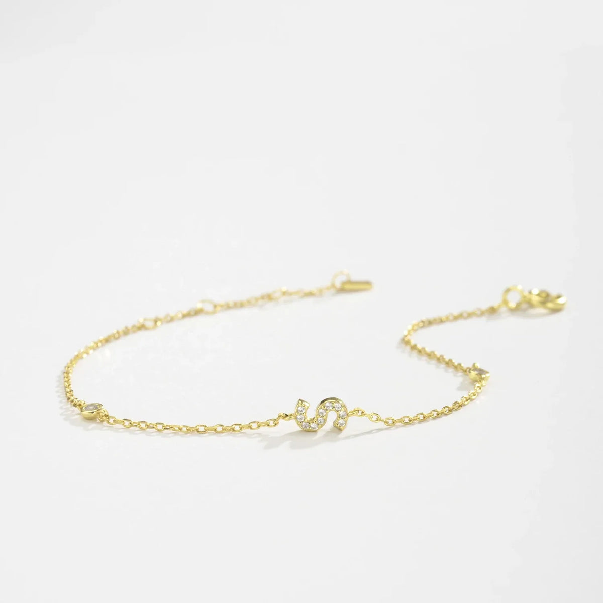 Gold rhinestone initial bracelet