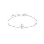 Silver rhinestone initial bracelet i