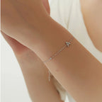 Silver rhinestone initial bracelet a