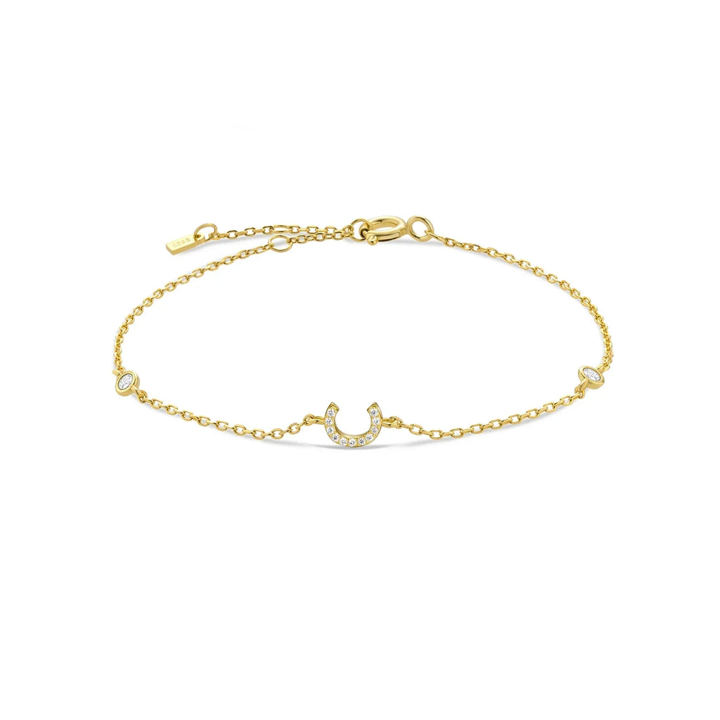 Gold rhinestone initial bracelet c