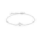 Silver rhinestone initial bracelet d