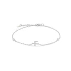 Silver rhinestone initial bracelet f