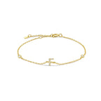 Gold rhinestone initial bracelet f