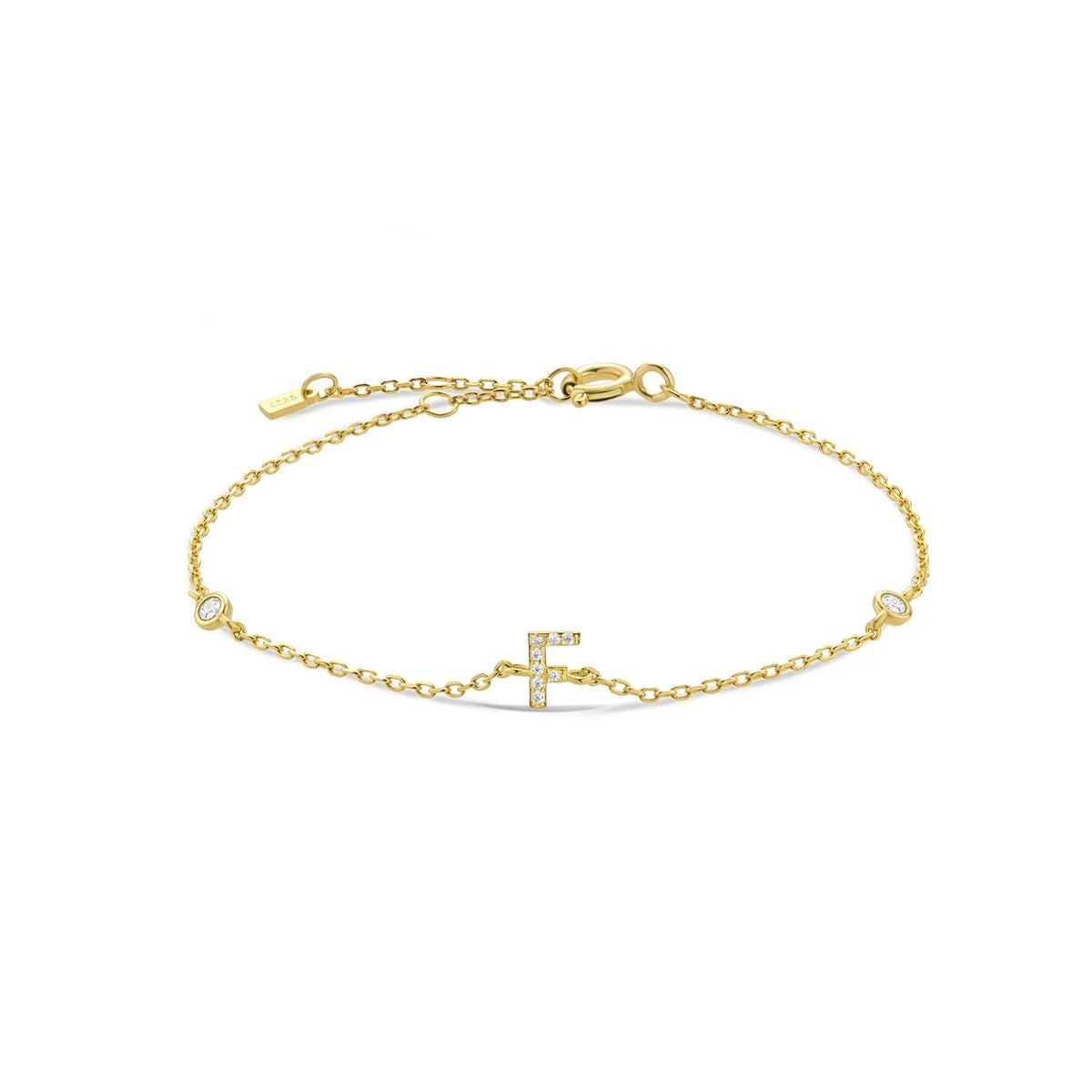 Gold rhinestone initial bracelet f