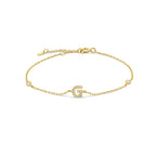 Gold rhinestone initial bracelet g