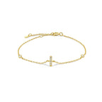 Gold rhinestone initial bracelet i