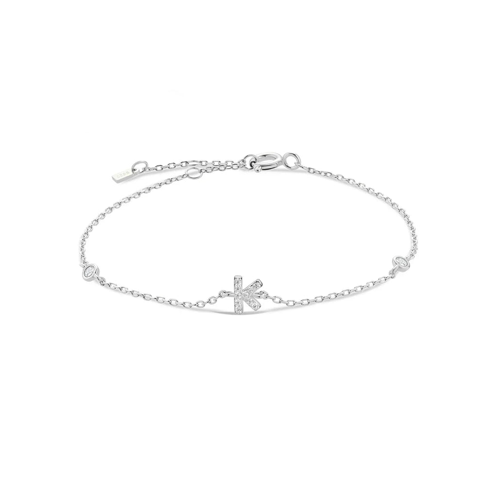 Silver rhinestone initial bracelet k
