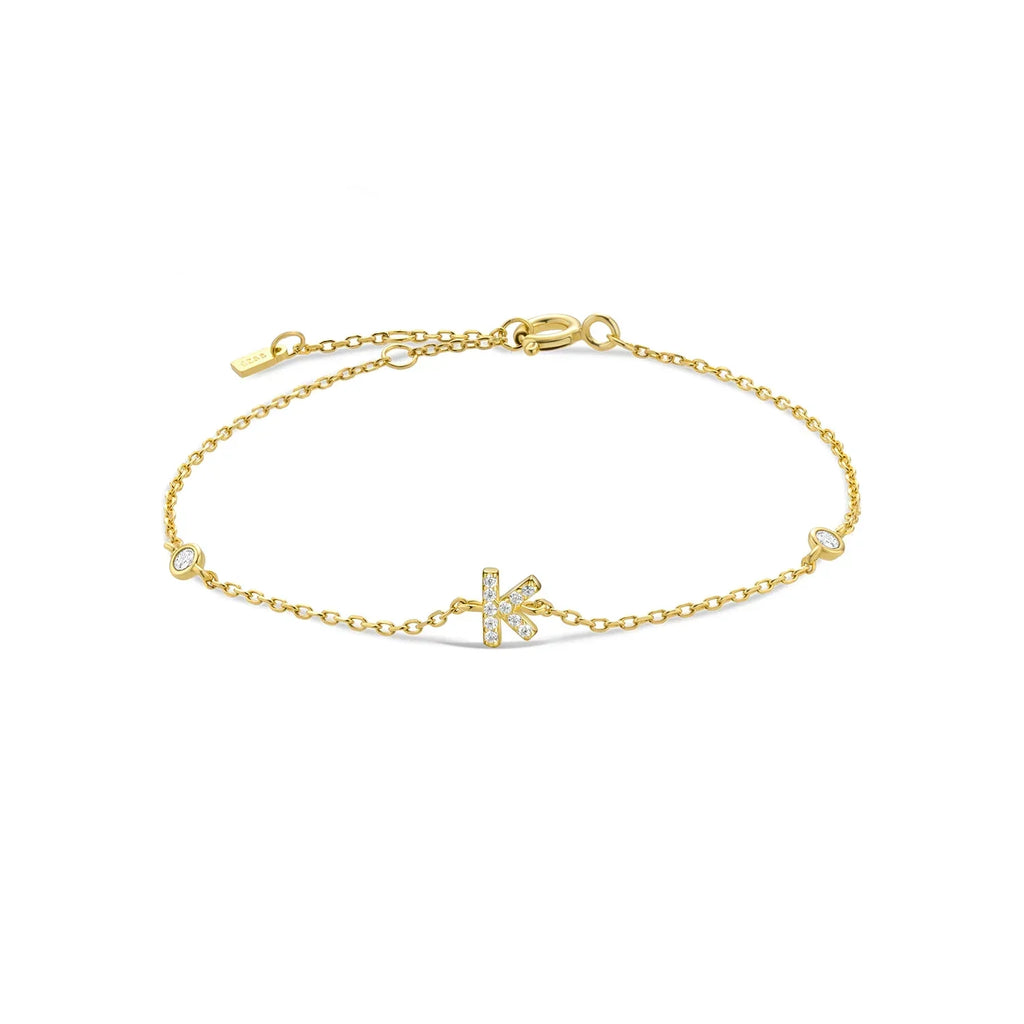 Gold rhinestone initial bracelet k