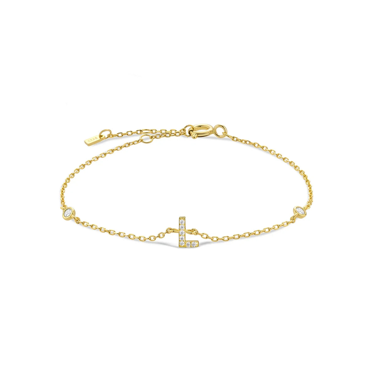 Gold rhinestone initial bracelet l