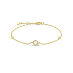 Gold rhinestone initial bracelet q