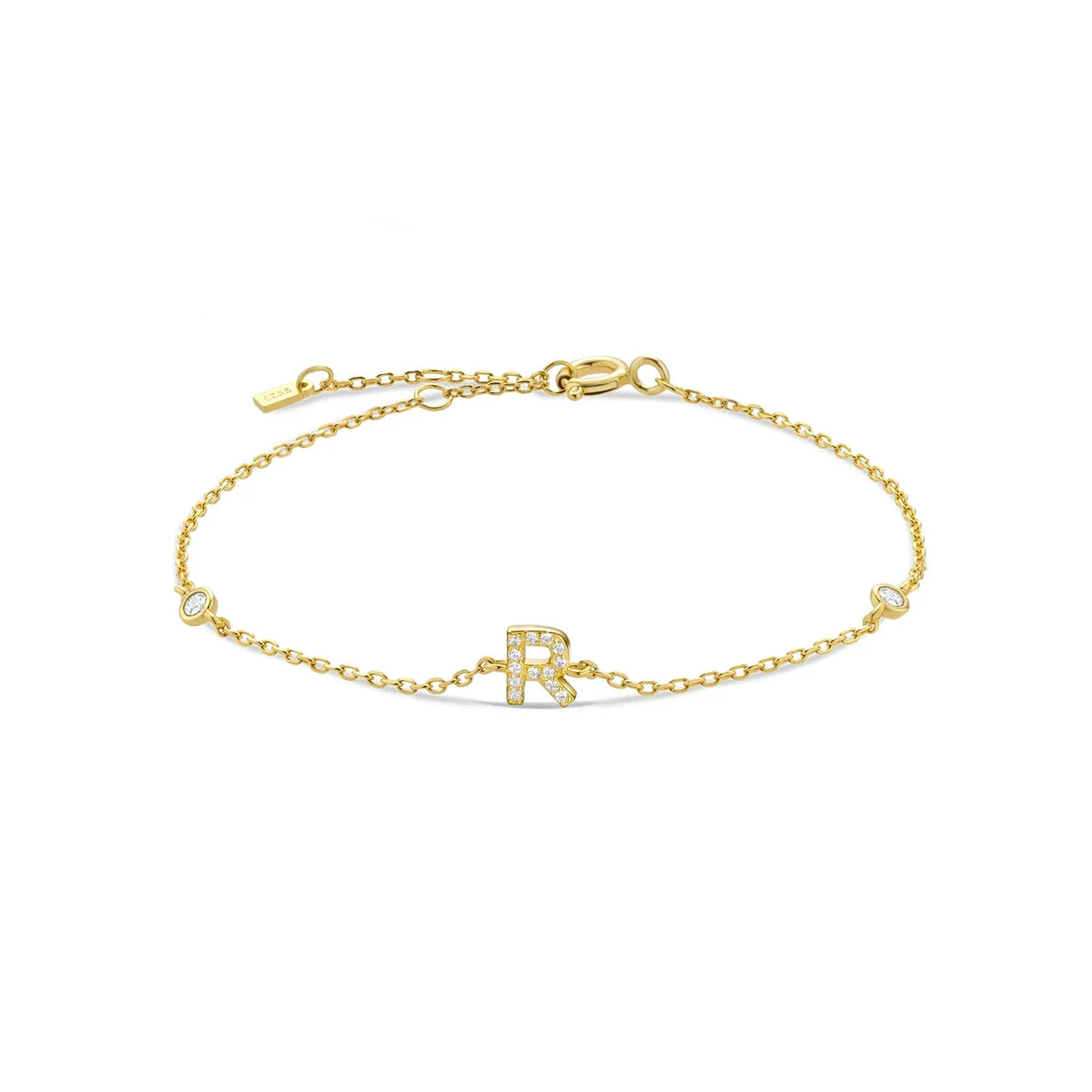 Bracelet with gold rhinestone initial r