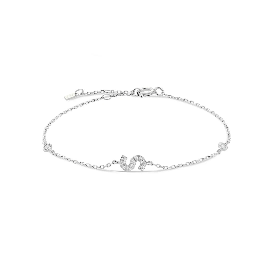 Silver rhinestone initial bracelet s