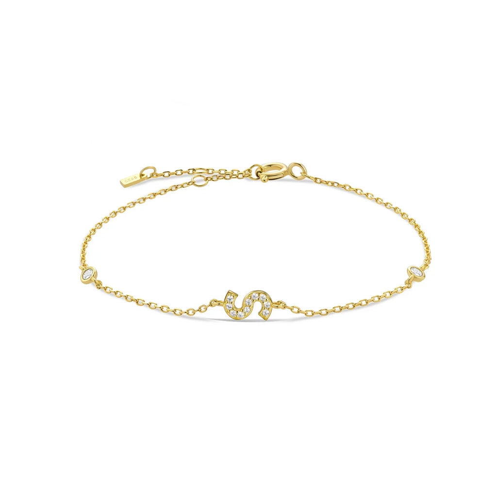 Gold rhinestone initial bracelet s