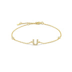 Bracelet with gold rhinestone initial u