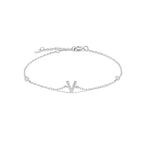Silver rhinestone initial bracelet v