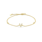 Bracelet with gold rhinestone initial v