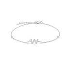 Silver rhinestone initial bracelet w