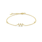 Gold rhinestone initial bracelet w