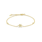 Gold rhinestone initial bracelet x