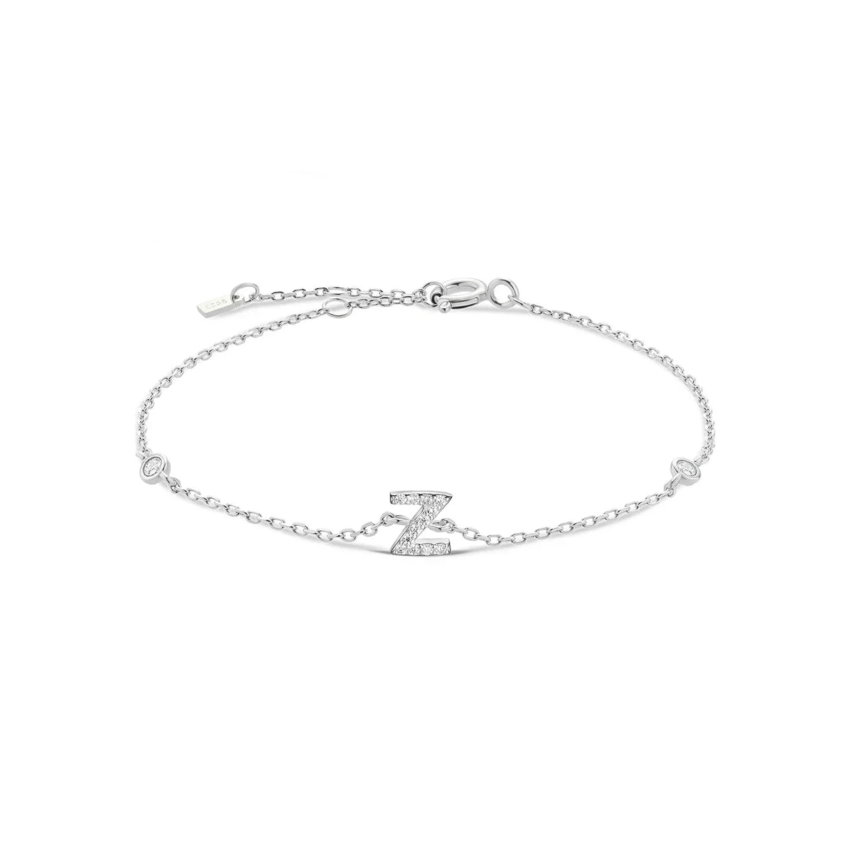 Silver rhinestone initial bracelet z
