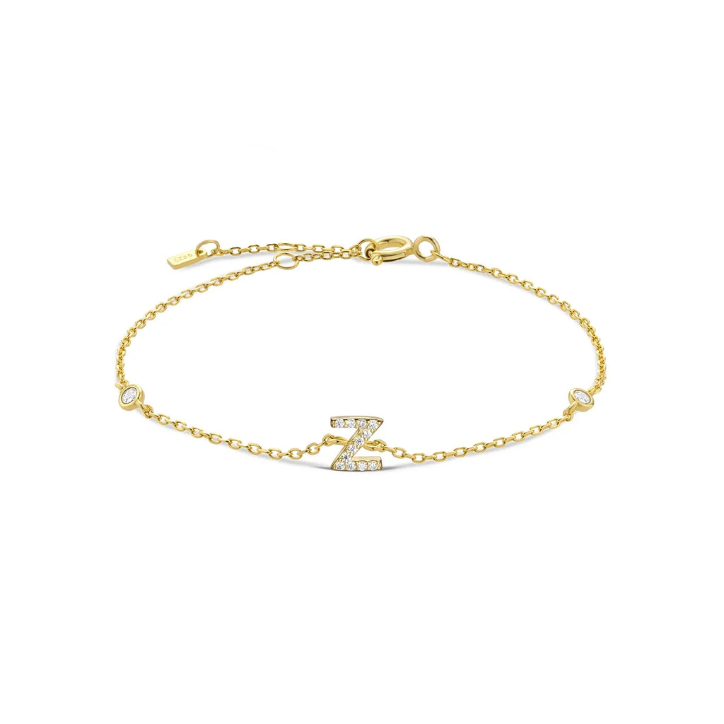 Gold rhinestone initial bracelet z