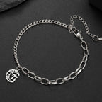 Bracelet with the Jewish protection symbol Chai on a silver crescent moon