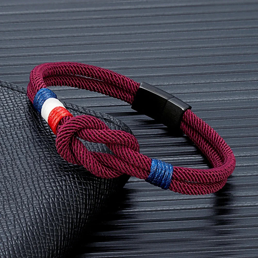 Burgundy rope knot bracelet
