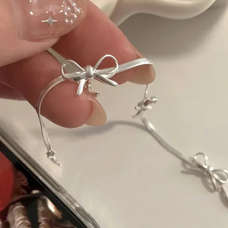 Silver women's bow bracelet