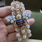 Bracelet with blue bee beads