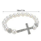 Bracelet with White Beads and Cross