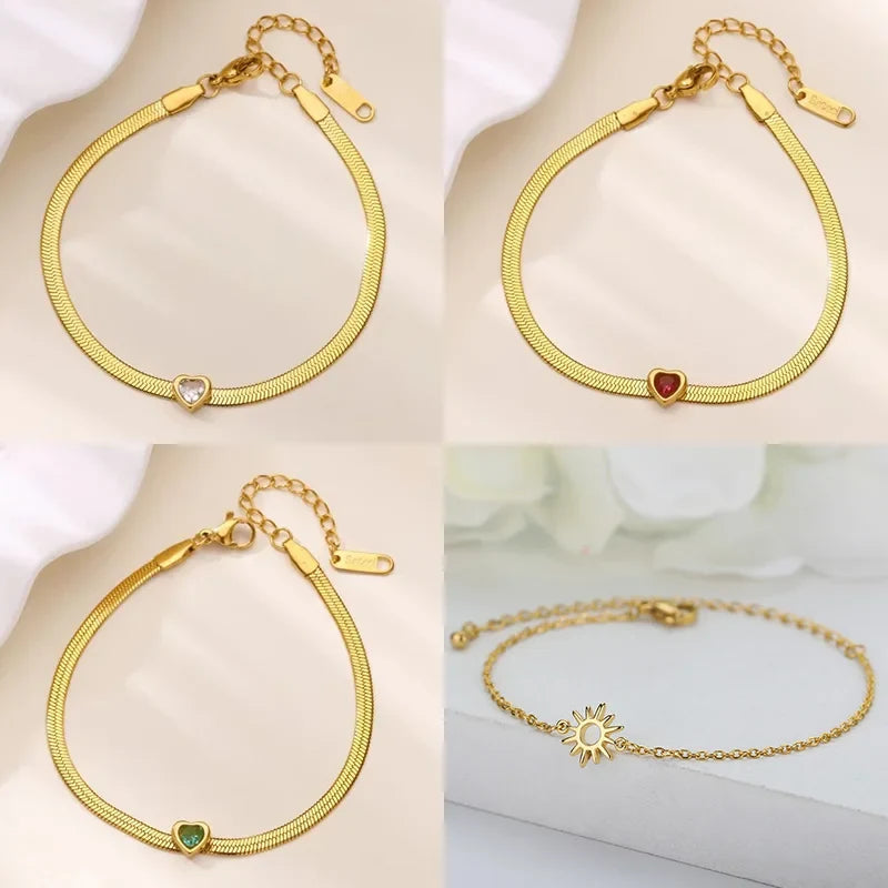 Heart-shaped birthstone bracelet