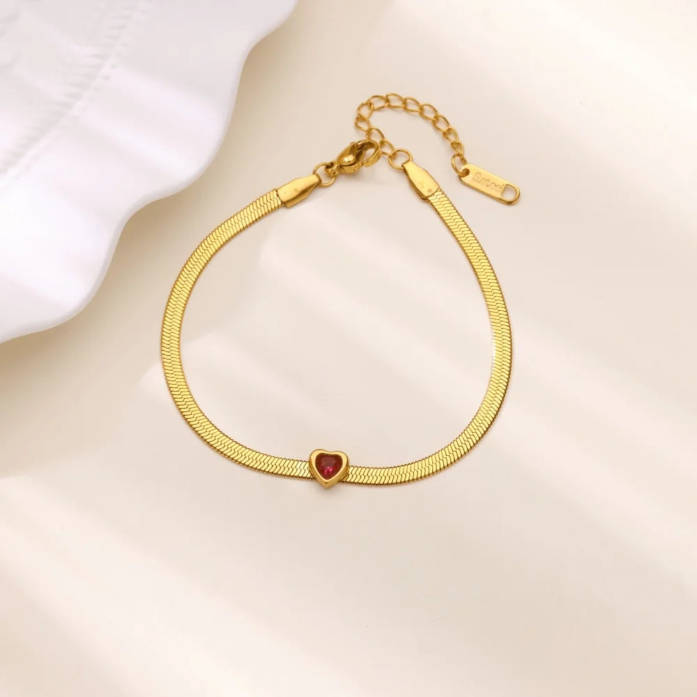 Heart-shaped birthstone bracelet